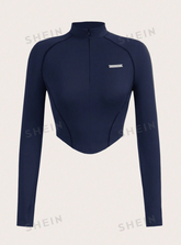 Monogrammed Raglan Long-Sleeved Short-Fitting T-Shirt