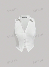 Solid Button Front Tank Top