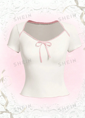 Contrast Binding Tie Front Tee