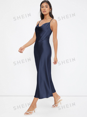 V-Neck Satin Spaghetti Strap Dress