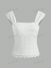 Lace Trim Bow Detail Wide Strap Top