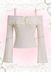 Cold Shoulder Lace Trim Tee