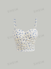 Ditsy Floral Print Ruched Cami Top