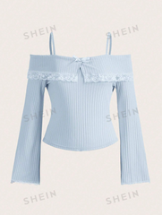 Cold Shoulder Lace Trim Tee