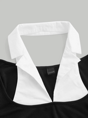 Colorblock 2 In 1 Top With Tie