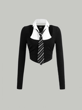 Colorblock 2 In 1 Top With Tie