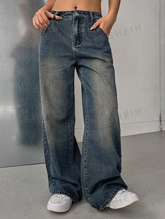 Slant Pocket Wide Leg Jeans