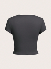Solid Color Short Crop Tight-Fitting T-Shirt 4pcs