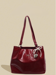 Crackle PU Large Capacity Tote Bag With Chain Strap