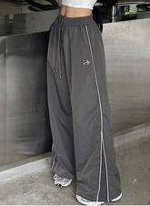 Loose Wide Leg Pants With Contrast Color Stripe