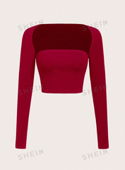 Solid Square Neck Crop Top