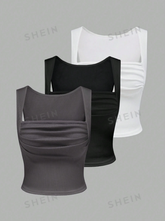 Ribbed Pleated Tank Top set