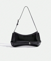 Solid Color Shoulder Bag With Glossy Finish