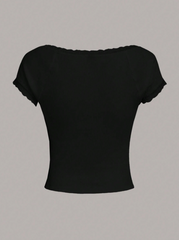 Lace Trim Scoop Neck Tee