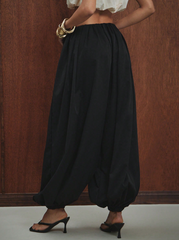 Elastic Waist Loose Fit Ankle Length Pants