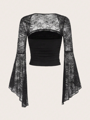 Amara Ruched Corset And Lace Flare Top