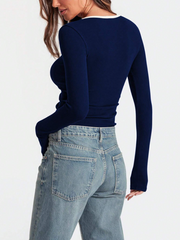 Casual Crew Neck Long Sleeve Tee