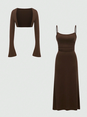 Tank Dress And Flared Sleeve Cami Top Set