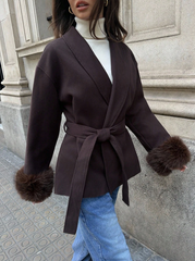 Fuzzy Cuff Overcoat