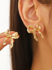 Gold Ribbon Bow Earrings