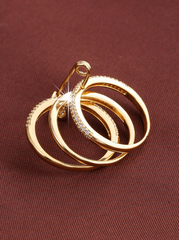 Cubic Zirconia Safety Pin Decor Ring
