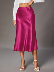 Elegant Commuting Minimalist Solid Color Skirt