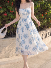 Women's Floral Print Frilled Hem Cami Dress