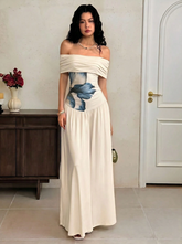 Elegant Floral Print Off-Shoulder Dress