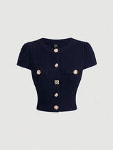 Metal Button Short Sleeve Top