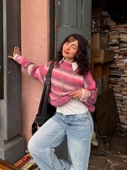 Colorful Streetwear Y2K Loose Long Sleeve Knitted Sweater Top