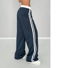 Numeric Print Waistband Patchwork Pants