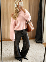 fluffy off shoulder sweater
