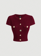 Metal Button Short Sleeve Top