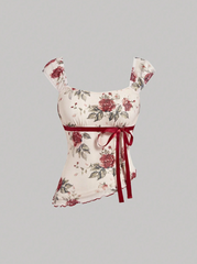 Coquette Blossom Asymmetric Corset Top