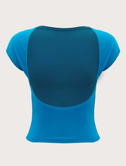 Backless Batwing Sleeve Solid Tee