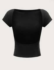 Backless Batwing Sleeve Solid Tee