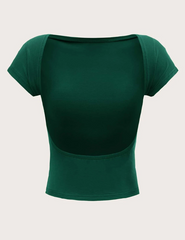 Backless Batwing Sleeve Solid Tee