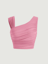 Asymmetrical Neck Ruched Top