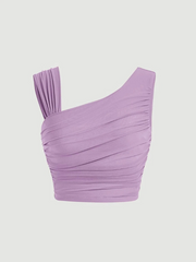Asymmetrical Neck Ruched Top