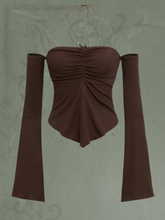 Solid Flounce Sleeve Halter Top