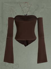 Solid Flounce Sleeve Halter Top