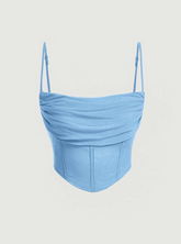 Solid Ruched Asymmetrical Hem Cami Top