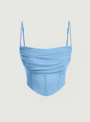 Solid Ruched Asymmetrical Hem Cami Top