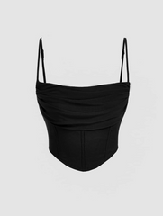 Solid Ruched Asymmetrical Hem Cami Top