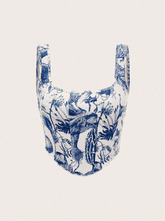 Plant Print Lettuce Trim Tank Top