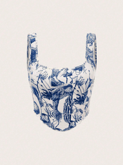 Plant Print Lettuce Trim Tank Top