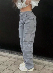 Solid Flap Pocket Cargo Pants