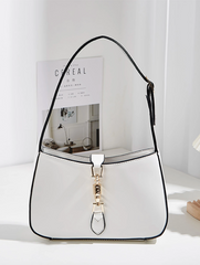 Contrast Binding Metallic Accent Elegant Single Shoulder Bag
