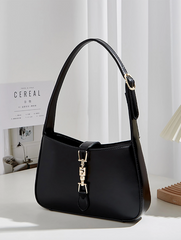 Contrast Binding Metallic Accent Elegant Single Shoulder Bag