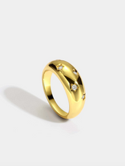 1pc Cubic Zirconia Star Decor Ring Copper Jewelry